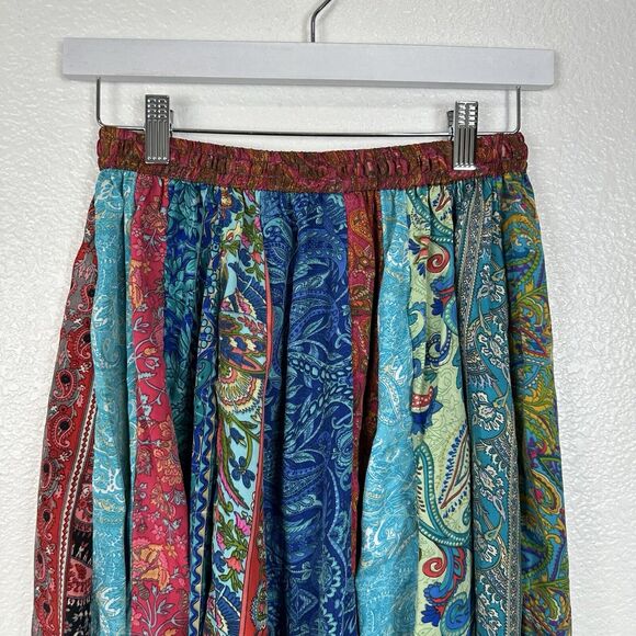 Unique Clothing Skirt Women Small Bohemian Patchwork Silk Crepe Maxi Nepal Boho - Picture 5 of 9